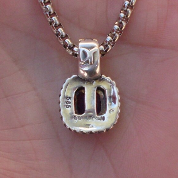 Retired David Yurman Albion Amethyst Enhancer Pendan w/Chain - 14K/925 - Picture 6 of 12